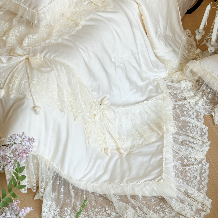 91家纺网 家纺一手货源 找家纺 爱家（原缔乐家纺） 2026新款轻奢法式天丝夏被四件套 星光奶芙-奶昔白