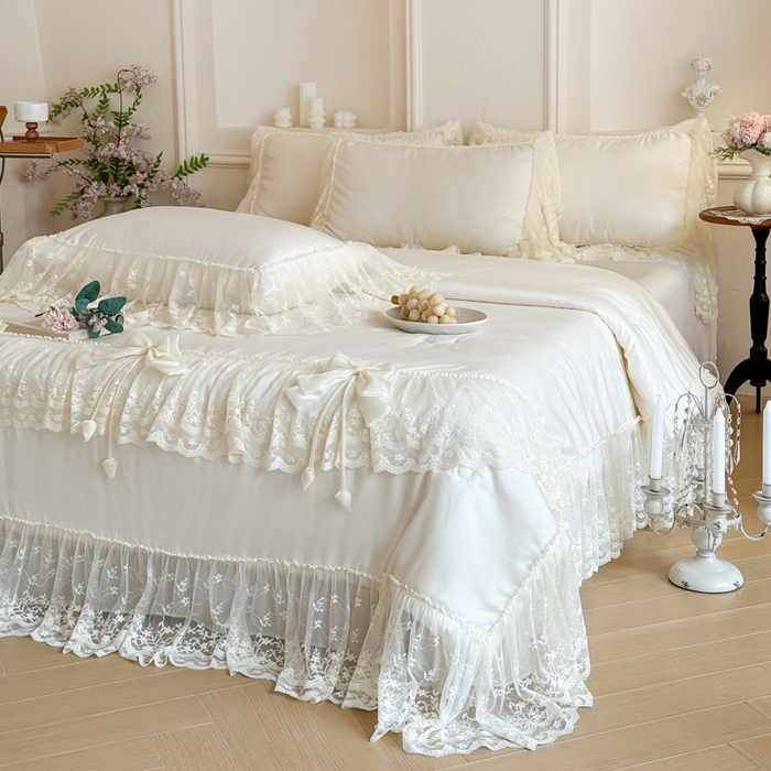 91家纺网 家纺一手货源 找家纺 爱家（原缔乐家纺） 2026新款轻奢法式天丝夏被四件套 星光奶芙-奶昔白