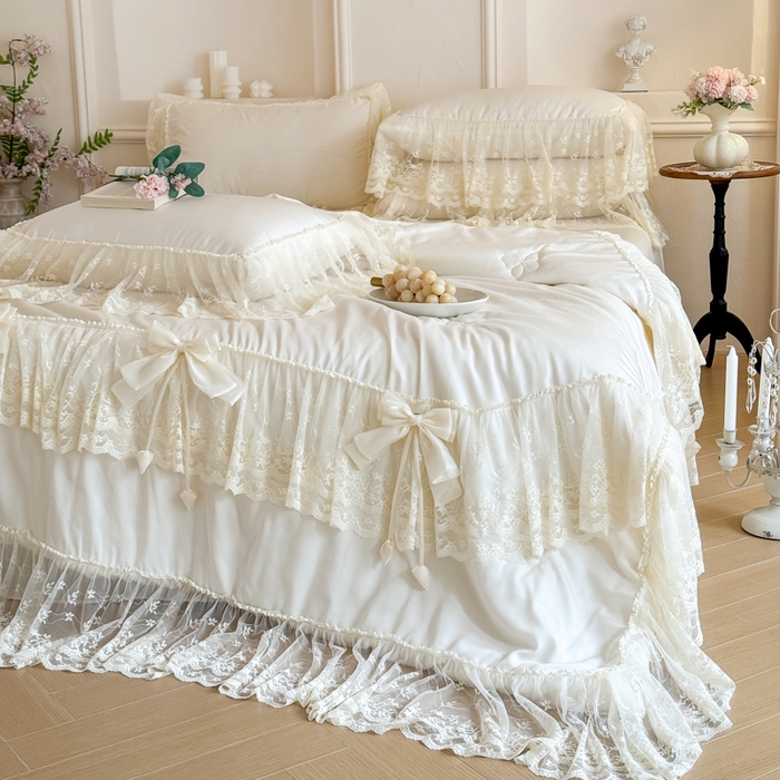 91家纺网 家纺一手货源 找家纺 爱家（原缔乐家纺） 2026新款轻奢法式天丝夏被四件套 星光奶芙-奶昔白