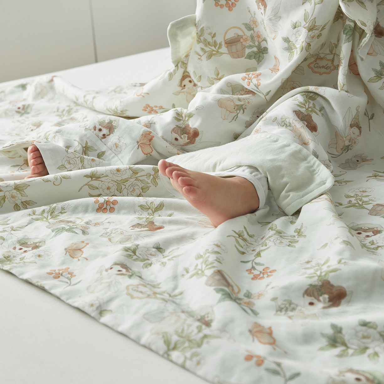 91家纺网 家纺一手货源 找家纺 （总）荷马之梦 2026新款全棉纱布印花小版盖毯山茶蚕丝儿童拥抱防踢夏被-拥抱森林