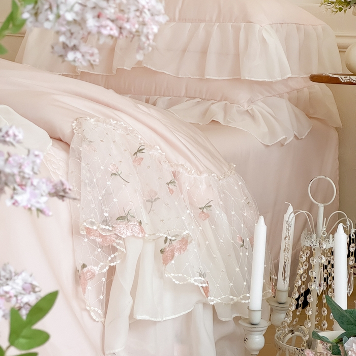 91家纺网 家纺一手货源 找家纺 爱家（原缔乐家纺） 2026新款轻奢法式天丝夏被四件套 逸然-公主粉