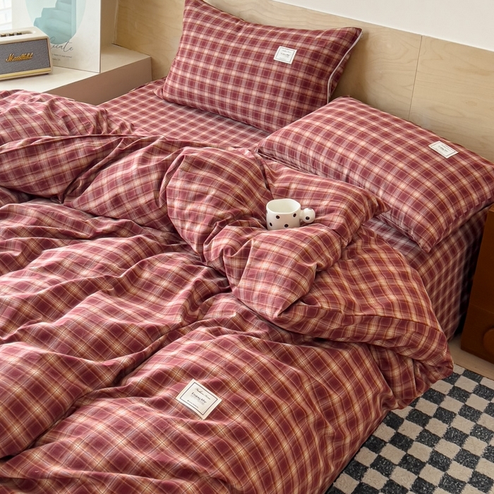 91家纺网 家纺一手货源 找家纺 （总）花香四季家纺 2026新款简约全棉高织高密色织纯棉水洗棉四件套