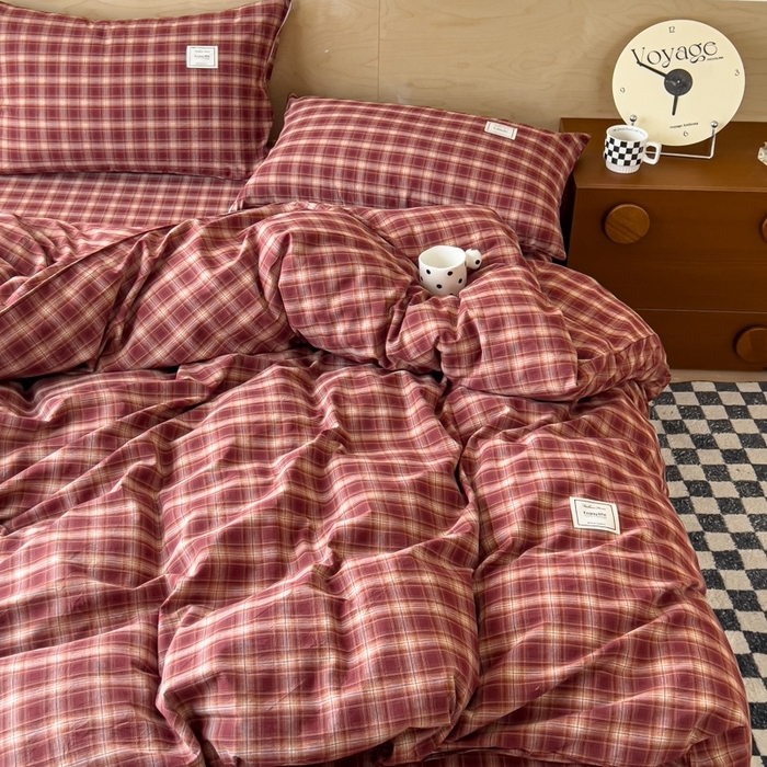 91家纺网 家纺一手货源 找家纺 （总）花香四季家纺 2026新款简约全棉高织高密色织纯棉水洗棉四件套