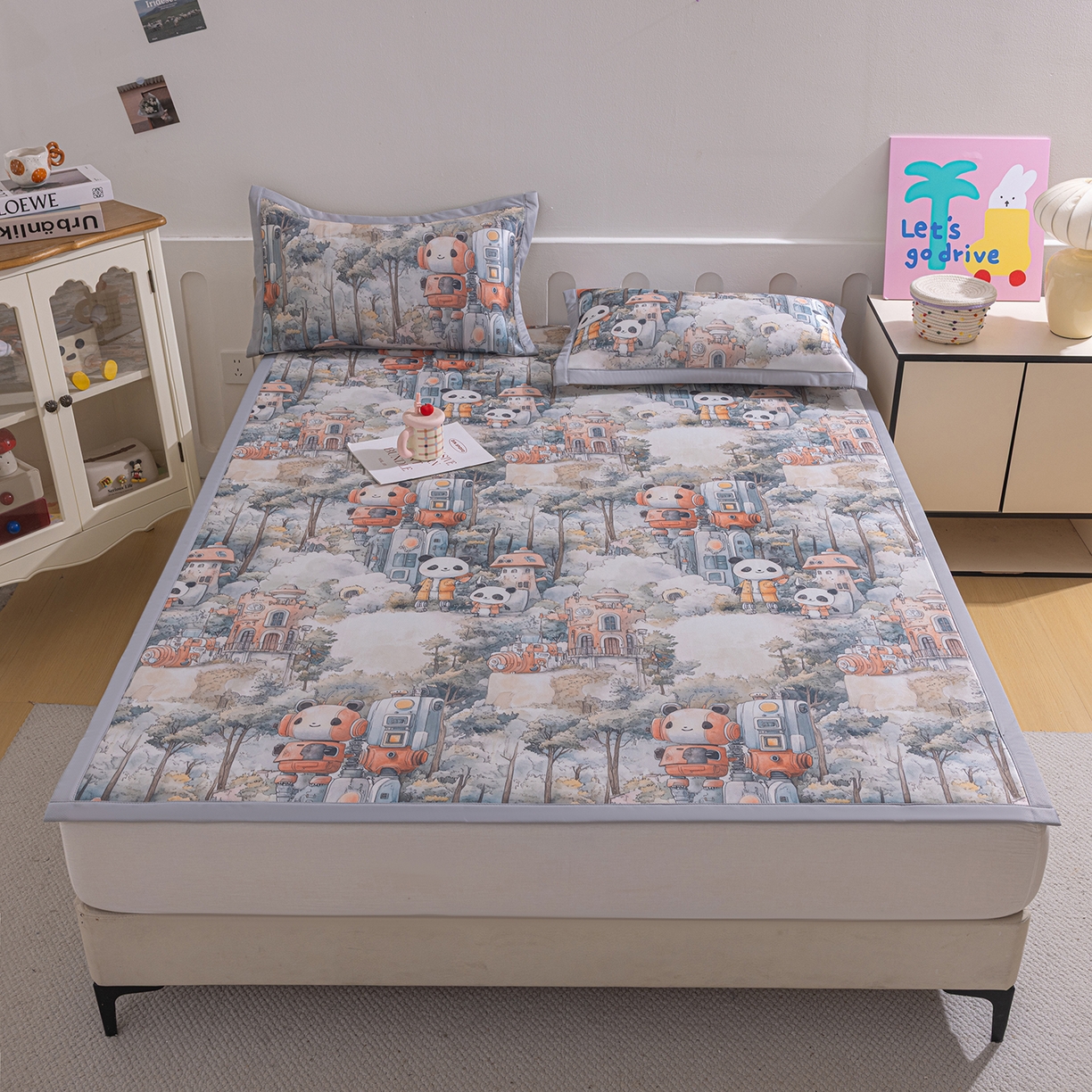 91家纺网 家纺一手货源 找家纺 （总）小萌虎 2026新款碳光冰丝席平铺款床席款