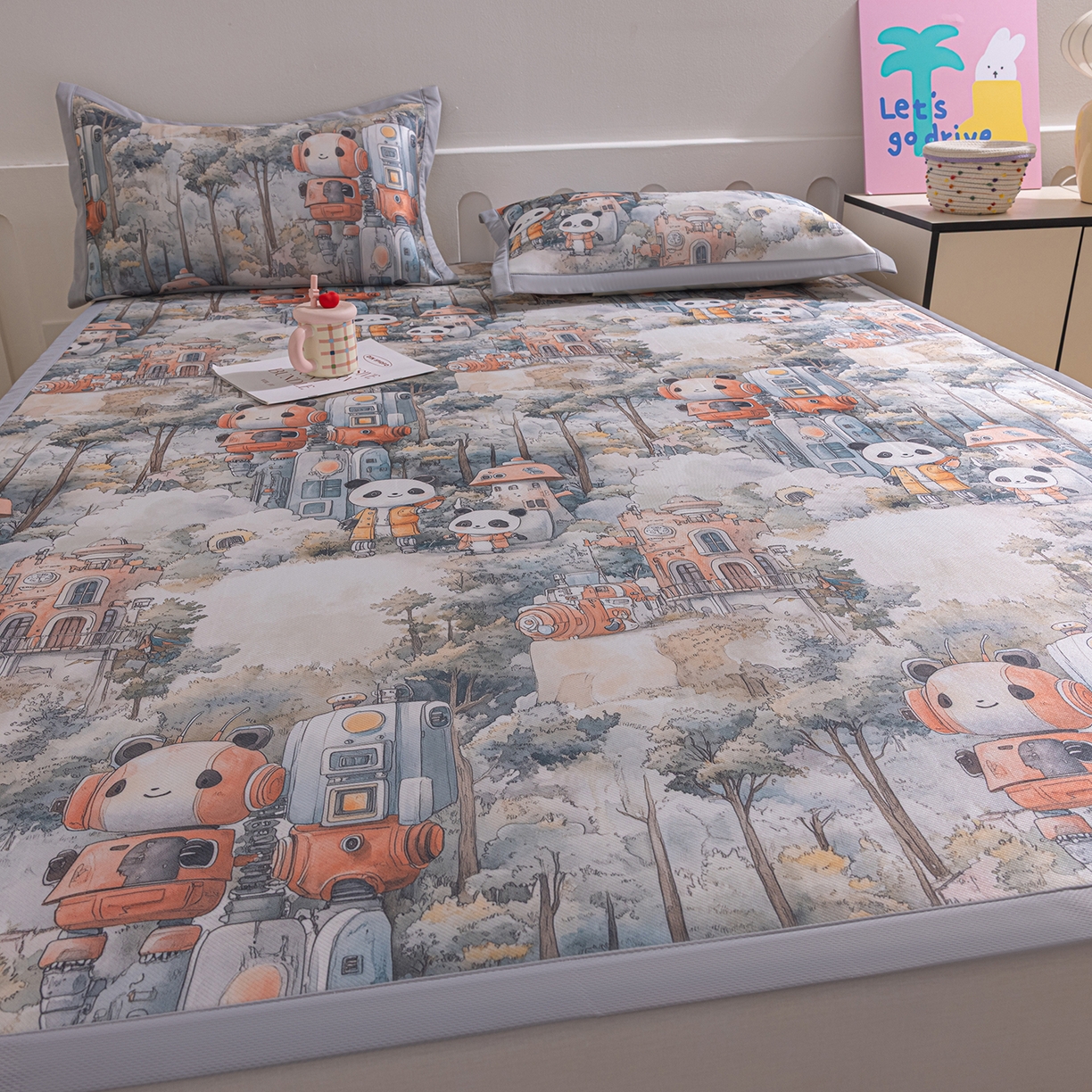 91家纺网 家纺一手货源 找家纺 （总）小萌虎 2026新款碳光冰丝席平铺款床席款