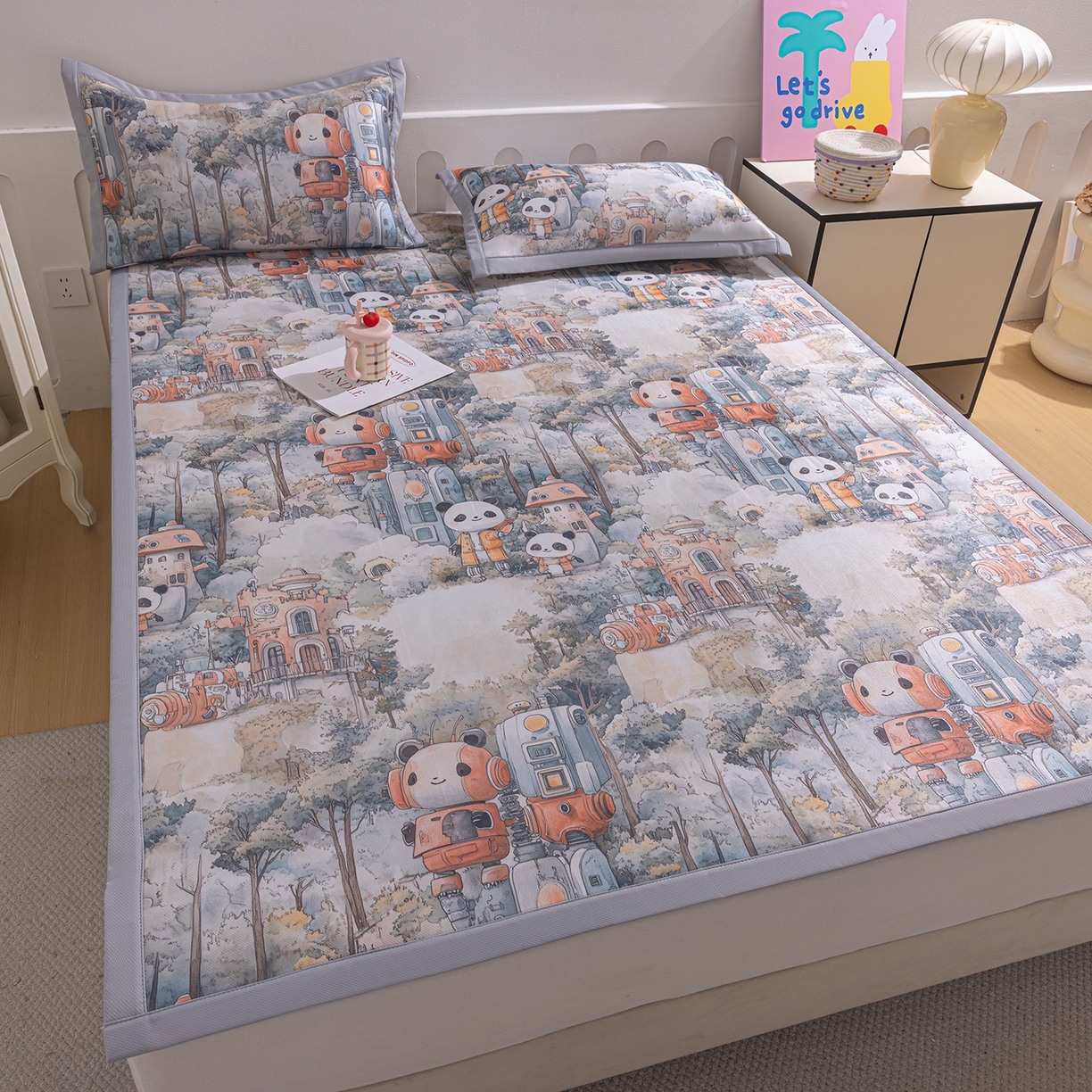 91家纺网 家纺一手货源 找家纺 （总）小萌虎 2026新款碳光冰丝席平铺款床席款