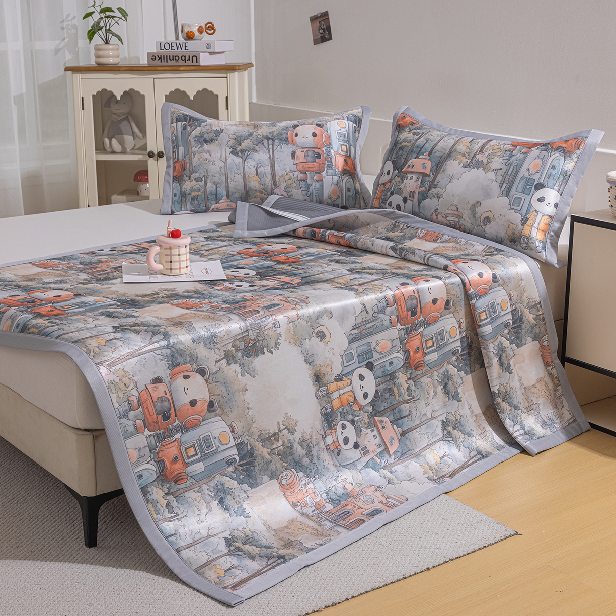 91家纺网 家纺一手货源 找家纺 （总）小萌虎 2026新款碳光冰丝席平铺款床席款