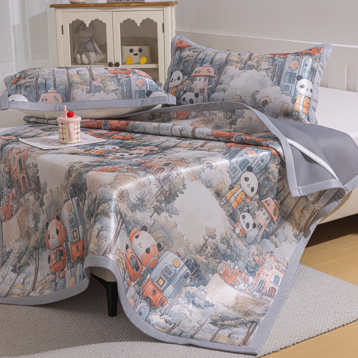 91家纺网 家纺一手货源 找家纺 （总）小萌虎 2026新款碳光冰丝席平铺款床席款