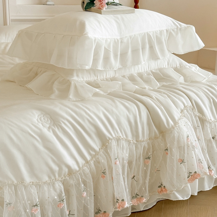 91家纺网 家纺一手货源 找家纺 爱家（原缔乐家纺） 2026新款轻奢法式天丝夏被四件套 逸然-奶昔白