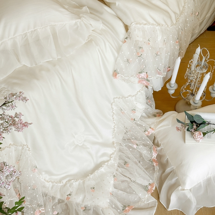 91家纺网 家纺一手货源 找家纺 爱家（原缔乐家纺） 2026新款轻奢法式天丝夏被四件套 逸然-奶昔白