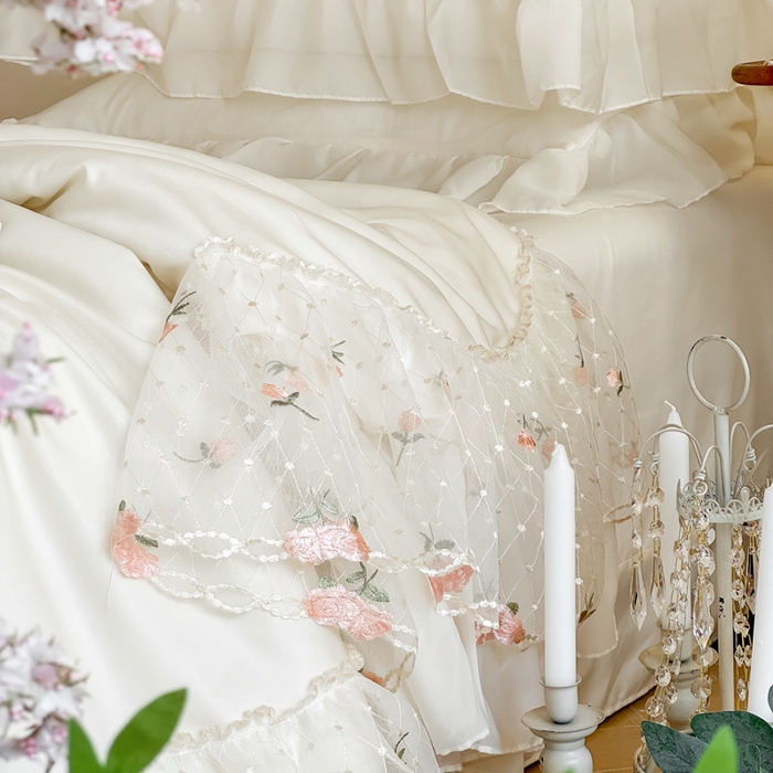 91家纺网 家纺一手货源 找家纺 爱家（原缔乐家纺） 2026新款轻奢法式天丝夏被四件套 逸然-奶昔白