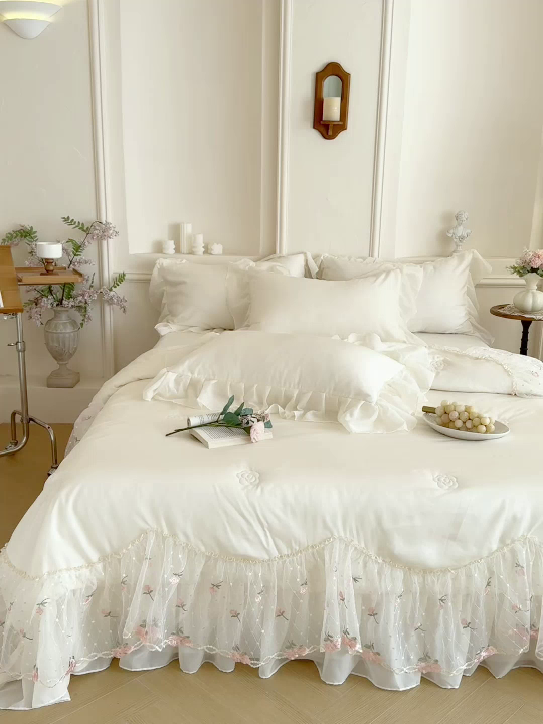 91家纺网 家纺一手货源 找家纺 爱家（原缔乐家纺） 2026新款轻奢法式天丝夏被四件套 逸然-奶昔白