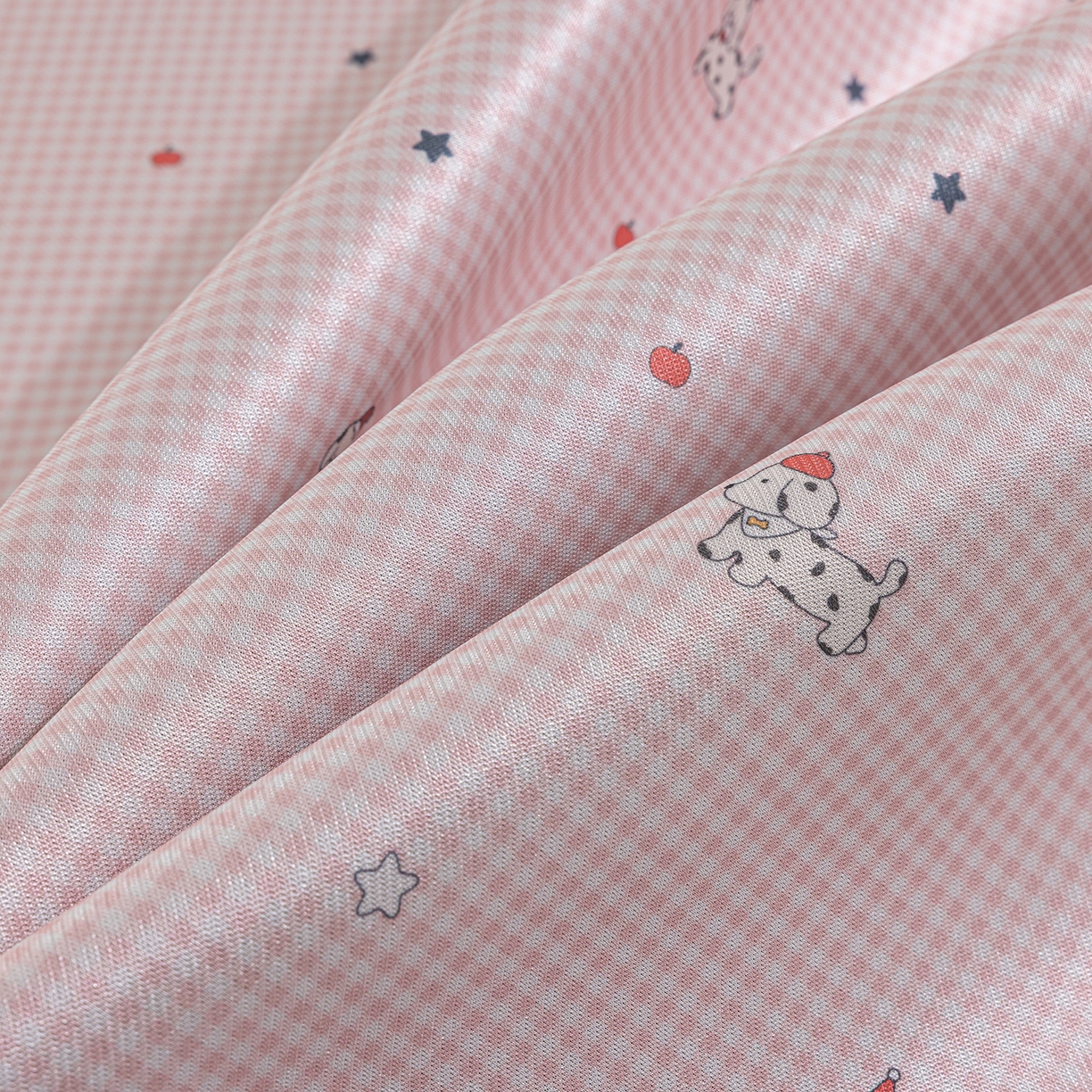 91家纺网 家纺一手货源 找家纺 小萌虎 2026新款碳光冰丝席平铺款床席款 斑点狗-粉