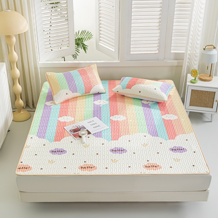 91家纺网 家纺一手货源 找家纺 （总）美丽折家纺 2026新款凉感丝乳胶凉席款 乳胶凉席三件套