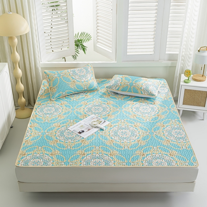 91家纺网 家纺一手货源 找家纺 （总）美丽折家纺 2026新款凉感丝乳胶凉席款 乳胶凉席三件套