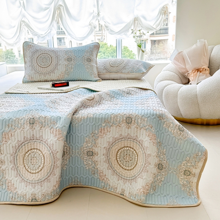 91家纺网 家纺一手货源 找家纺 （总）美丽折家纺 2026新款凉感丝乳胶凉席款 乳胶凉席三件套