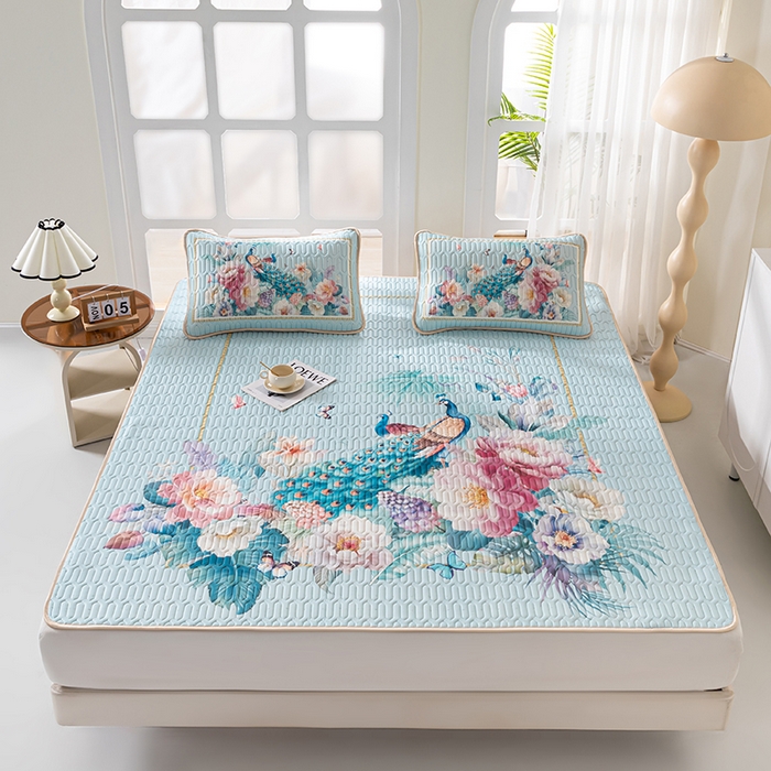 91家纺网 家纺一手货源 找家纺 （总）美丽折家纺 2026新款凉感丝乳胶凉席款 乳胶凉席三件套