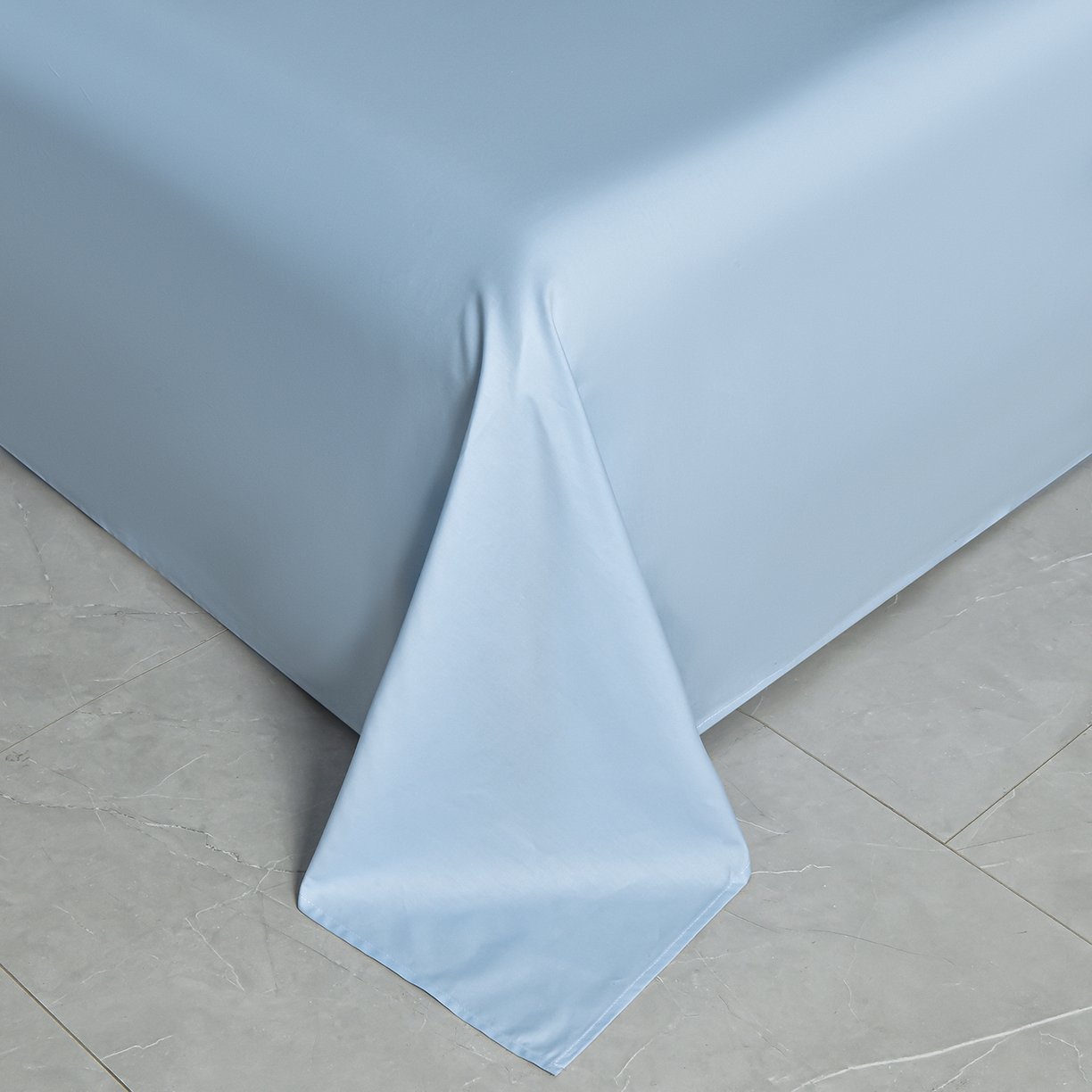 91家纺网 家纺一手货源 找家纺 湘雪家居 2026新款长绒棉高支高密纯棉刺绣四件套-幕镜款 幕镜-晨雾蓝