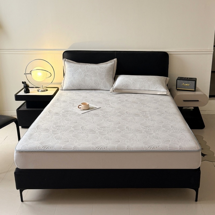 91家纺网 家纺一手货源 找家纺 （总）牵梦萦家纺 2026新款立体浮雕压花工艺凉感豆豆凉席-床笠款