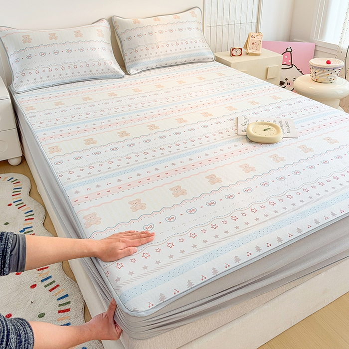 91家纺网 家纺一手货源 找家纺 （总）小萌虎 2026新款碳光冰丝凉席床笠款拍法一