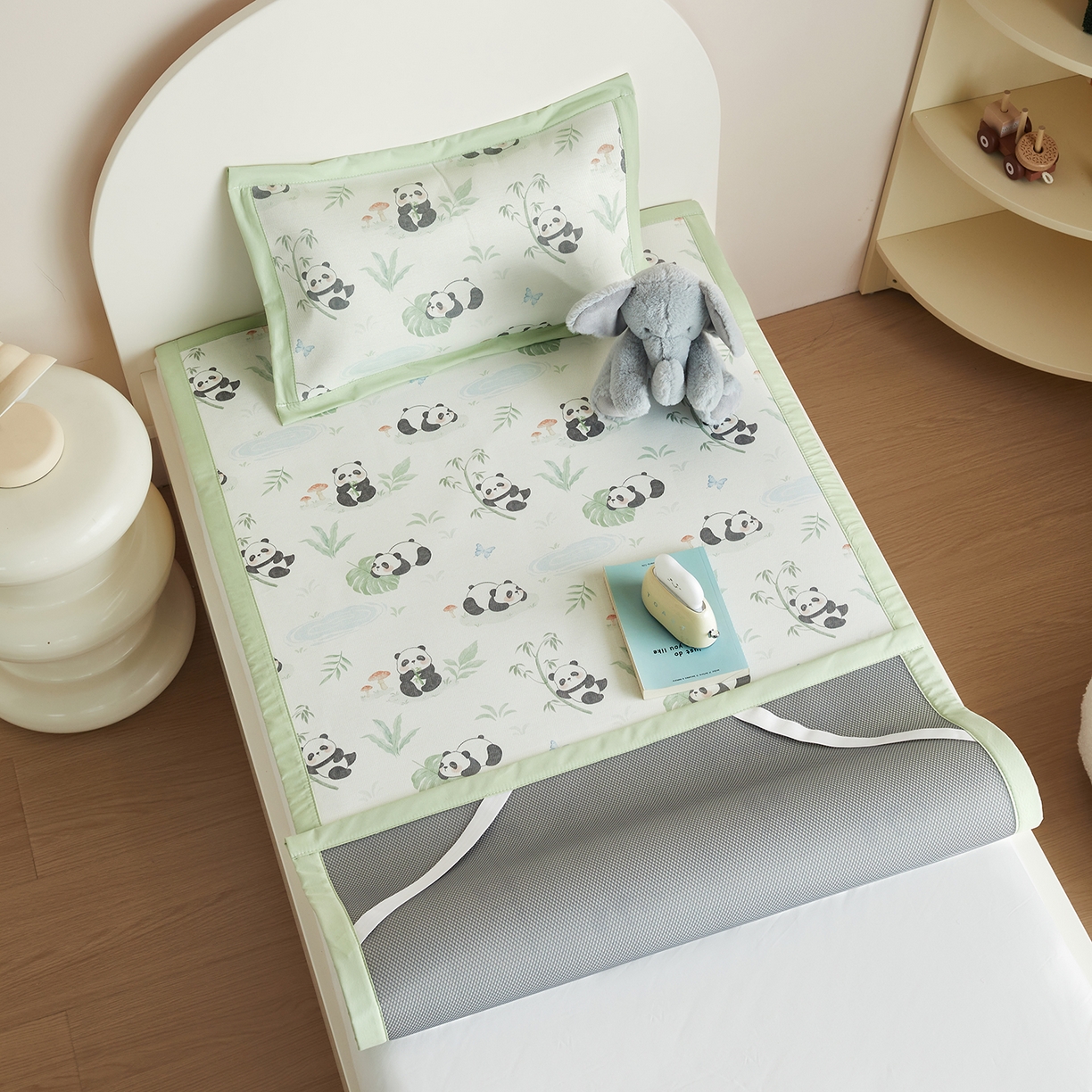 91家纺网 家纺一手货源 找家纺 荷马之梦 2026新款凉席系列-A类母婴原创卡通数码印花儿童冰丝凉席 萌趣熊猫