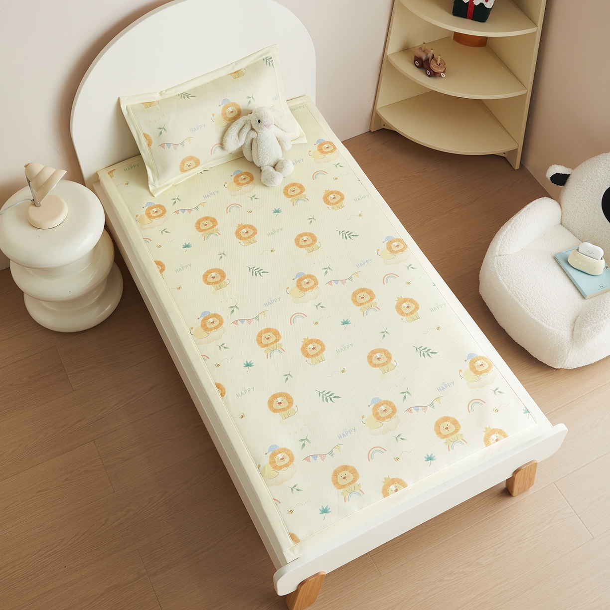 91家纺网 家纺一手货源 找家纺 荷马之梦 2026新款凉席系列-A类母婴原创卡通数码印花儿童冰丝凉席 萌狮派对