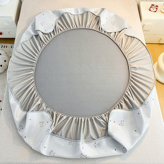 91家纺网 家纺一手货源 找家纺 小萌虎 2026新款碳光冰丝凉席床笠款拍法一 斑点狗-灰