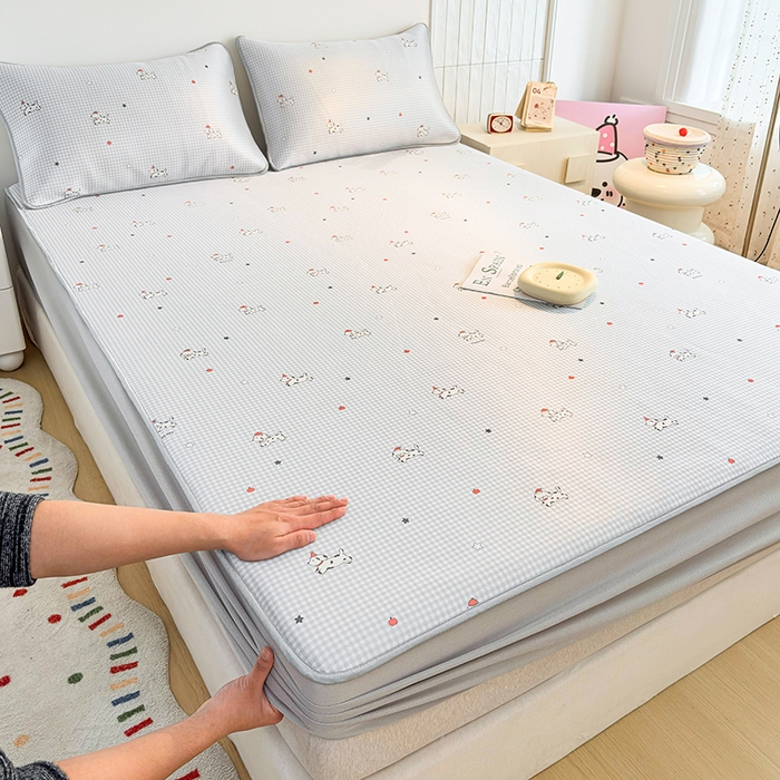 小萌虎 2026新款碳光冰丝凉席床笠款拍法一 斑点狗-灰