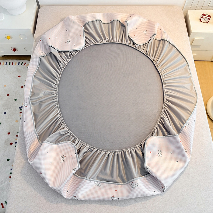 91家纺网 家纺一手货源 找家纺 小萌虎 2026新款碳光冰丝凉席床笠款拍法一 斑点狗粉