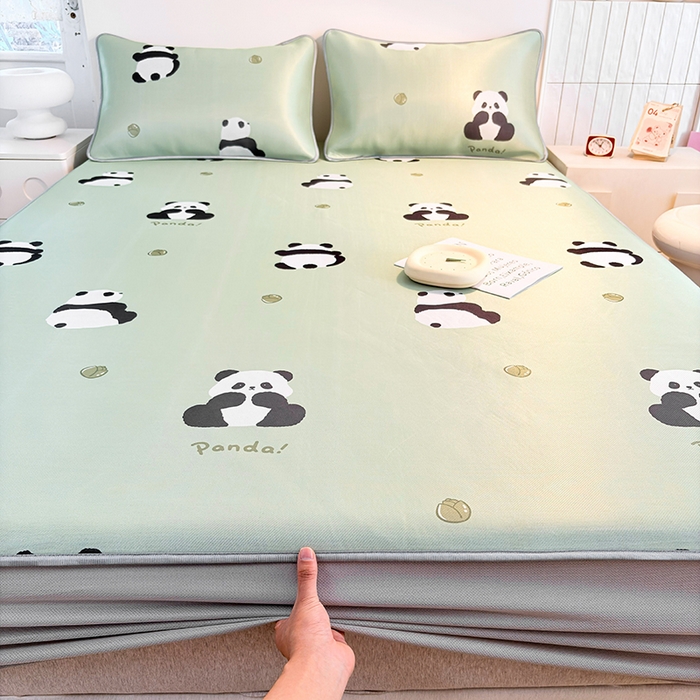 91家纺网 家纺一手货源 找家纺 小萌虎 2026新款碳光冰丝凉席床笠款拍法一 大熊猫