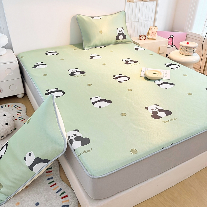 91家纺网 家纺一手货源 找家纺 小萌虎 2026新款碳光冰丝凉席床笠款拍法一 大熊猫