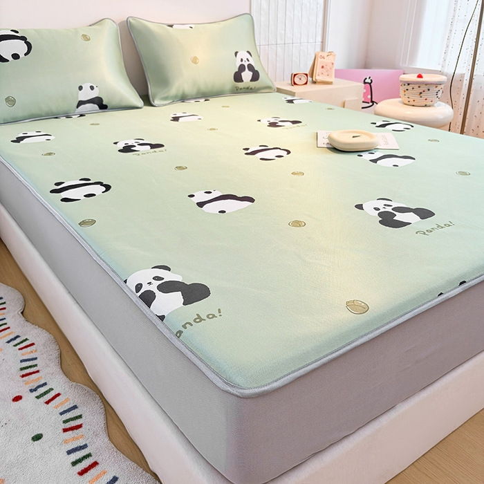 91家纺网 家纺一手货源 找家纺 小萌虎 2026新款碳光冰丝凉席床笠款拍法一 大熊猫