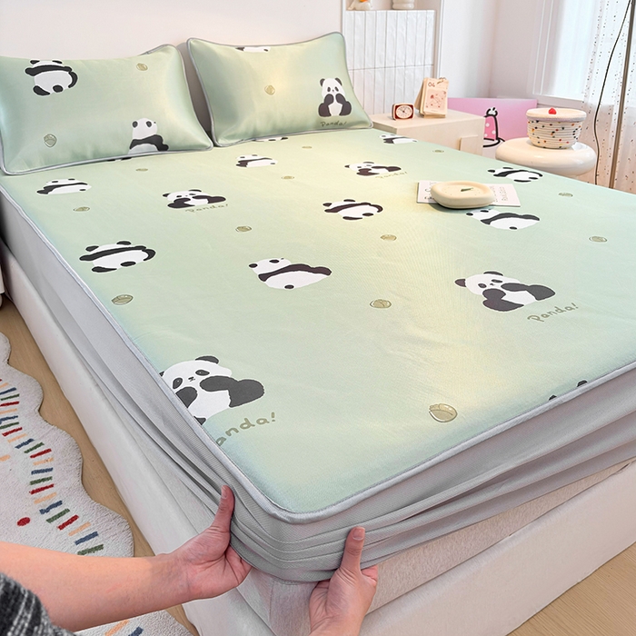 91家纺网 家纺一手货源 找家纺 小萌虎 2026新款碳光冰丝凉席床笠款拍法一 大熊猫