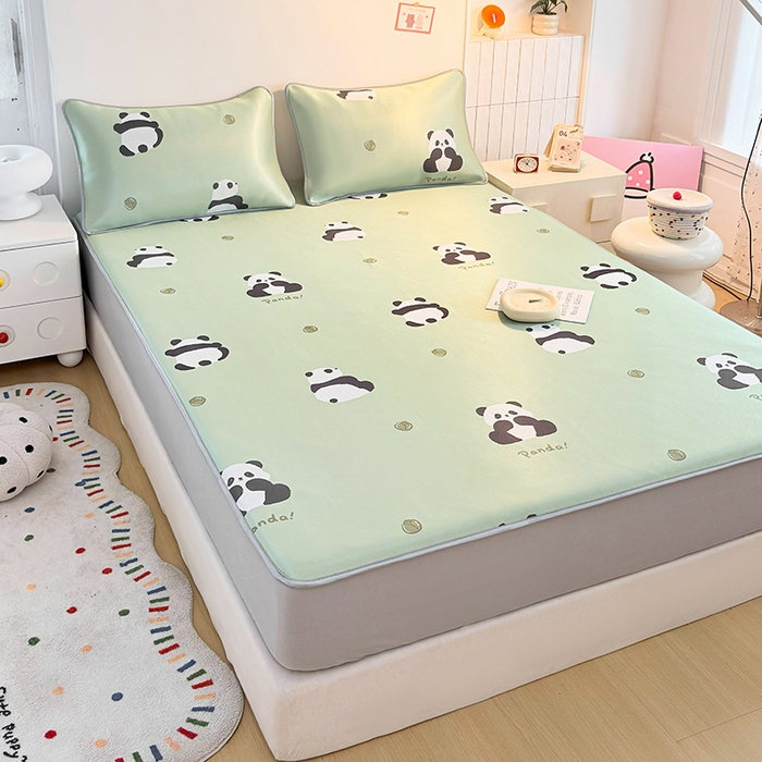 91家纺网 家纺一手货源 找家纺 小萌虎 2026新款碳光冰丝凉席床笠款拍法一 大熊猫