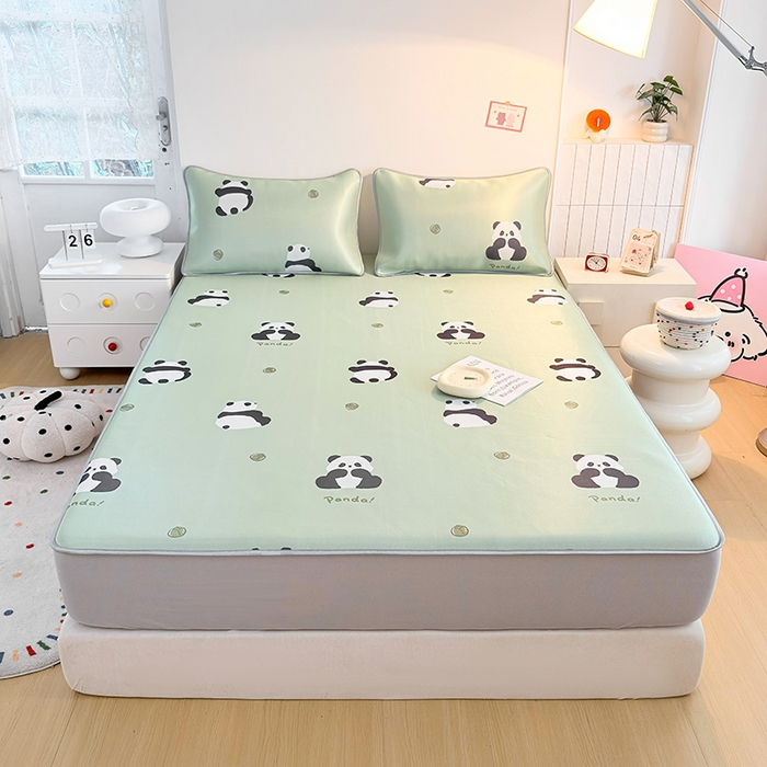 91家纺网 家纺一手货源 找家纺 小萌虎 2026新款碳光冰丝凉席床笠款拍法一 大熊猫