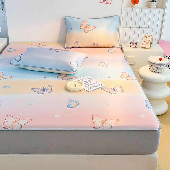 91家纺网 家纺一手货源 找家纺 小萌虎 2026新款碳光冰丝凉席床笠款拍法一 蝴蝶