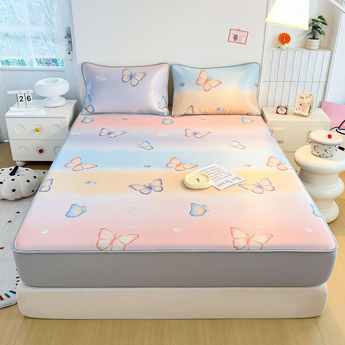 91家纺网 家纺一手货源 找家纺 小萌虎 2026新款碳光冰丝凉席床笠款拍法一 蝴蝶