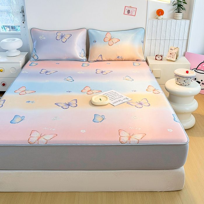 91家纺网 家纺一手货源 找家纺 小萌虎 2026新款碳光冰丝凉席床笠款拍法一 蝴蝶