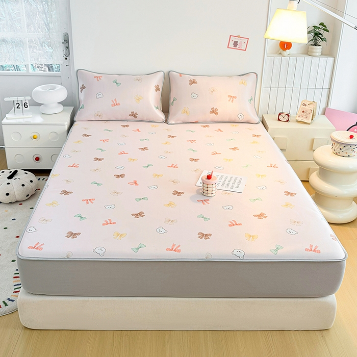 91家纺网 家纺一手货源 找家纺 小萌虎 2026新款碳光冰丝凉席床笠款拍法一 蝴蝶结