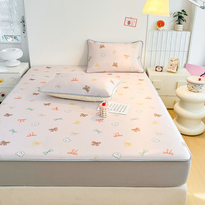 91家纺网 家纺一手货源 找家纺 小萌虎 2026新款碳光冰丝凉席床笠款拍法一 蝴蝶结