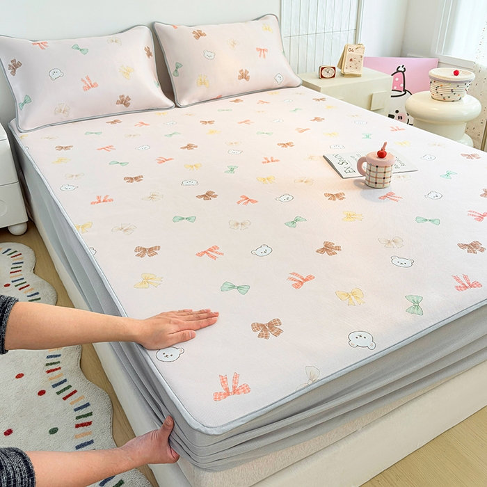 小萌虎 2026新款碳光冰丝凉席床笠款拍法一 蝴蝶结