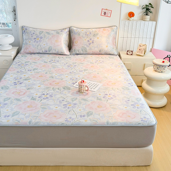 91家纺网 家纺一手货源 找家纺 小萌虎 2026新款碳光冰丝凉席床笠款拍法一 花田