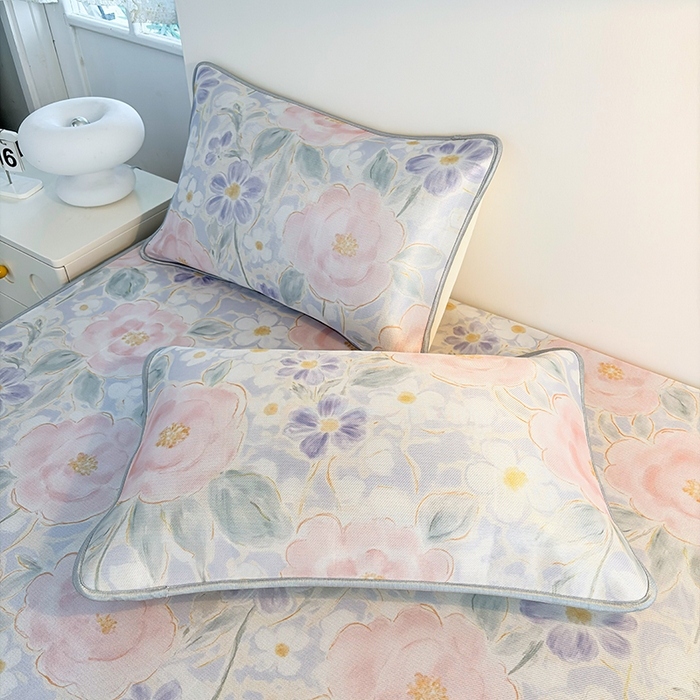 91家纺网 家纺一手货源 找家纺 小萌虎 2026新款碳光冰丝凉席床笠款拍法一 花田