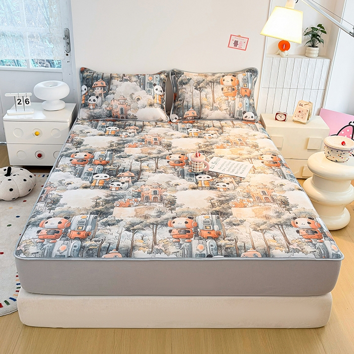 91家纺网 家纺一手货源 找家纺 小萌虎 2026新款碳光冰丝凉席床笠款拍法一 机器城堡