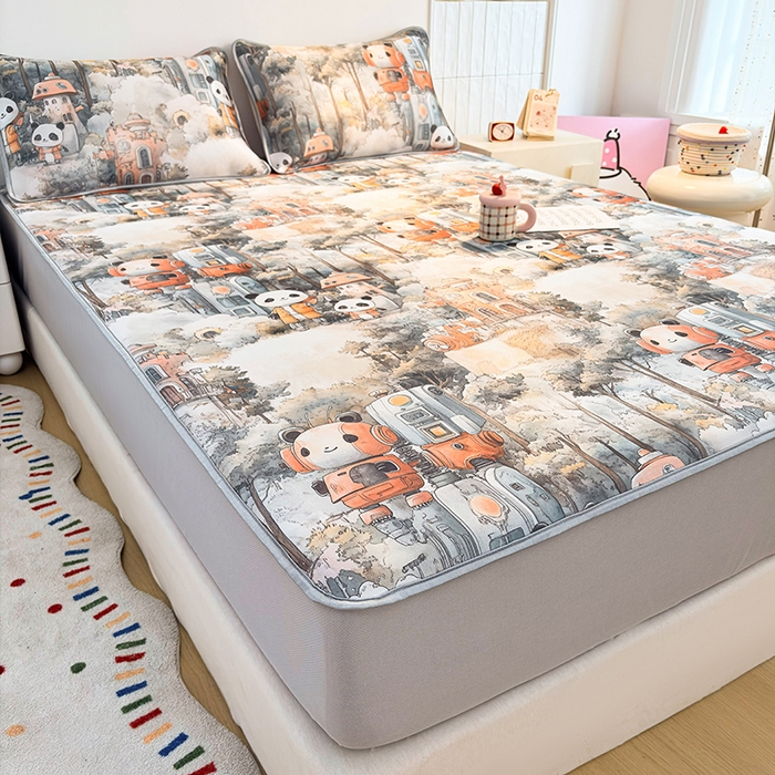 91家纺网 家纺一手货源 找家纺 小萌虎 2026新款碳光冰丝凉席床笠款拍法一 机器城堡