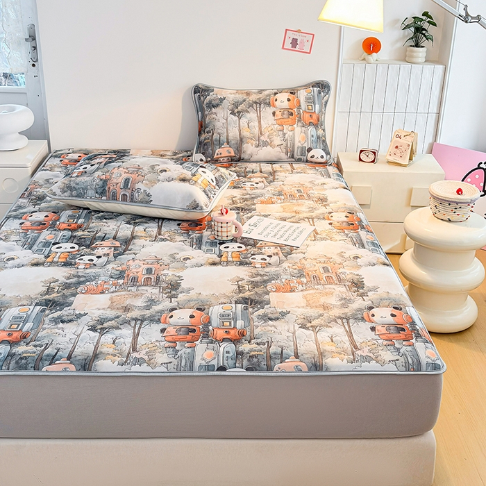 91家纺网 家纺一手货源 找家纺 小萌虎 2026新款碳光冰丝凉席床笠款拍法一 机器城堡