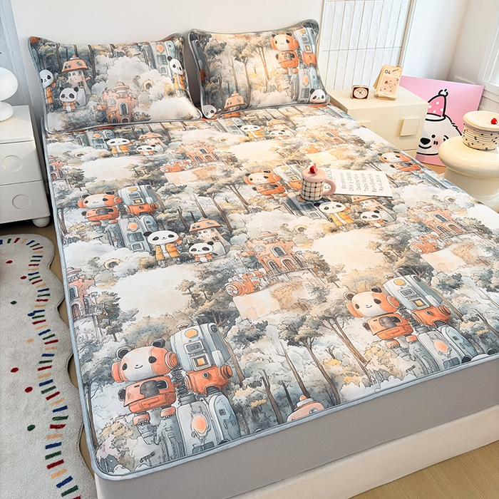 91家纺网 家纺一手货源 找家纺 小萌虎 2026新款碳光冰丝凉席床笠款拍法一 机器城堡