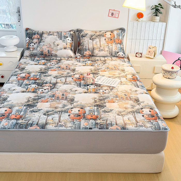 91家纺网 家纺一手货源 找家纺 小萌虎 2026新款碳光冰丝凉席床笠款拍法一 机器城堡