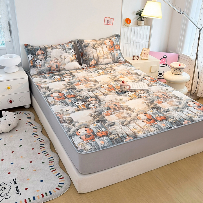 91家纺网 家纺一手货源 找家纺 小萌虎 2026新款碳光冰丝凉席床笠款拍法一 机器城堡