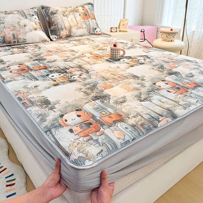 91家纺网 家纺一手货源 找家纺 小萌虎 2026新款碳光冰丝凉席床笠款拍法一 机器城堡